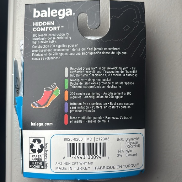 Balega White Hidden Comfort Socks size - Picture 5 of 6